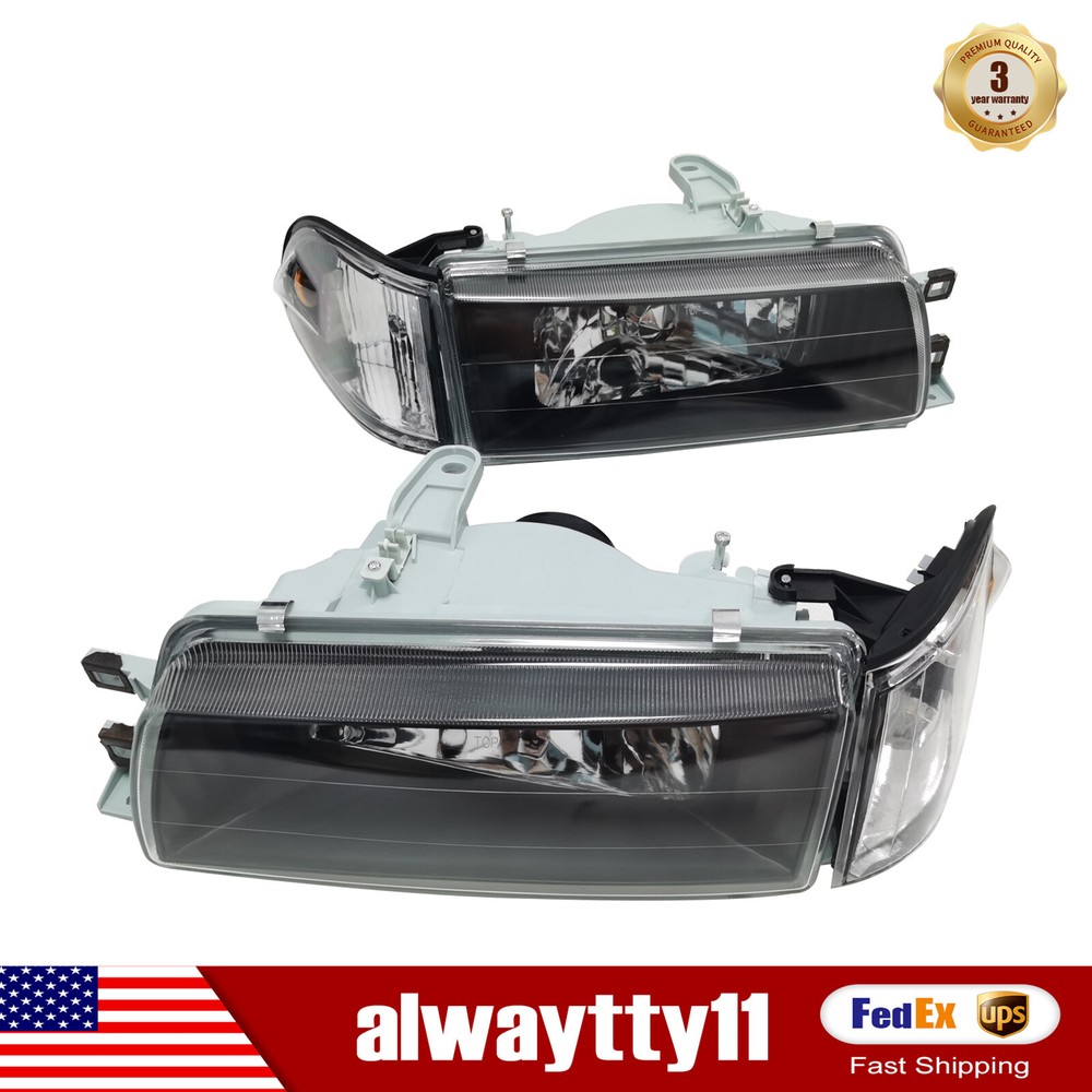 For 1988-1992 Toyota Corolla Sedan Headlight Lamp+Corner Light LH+RH Pair US