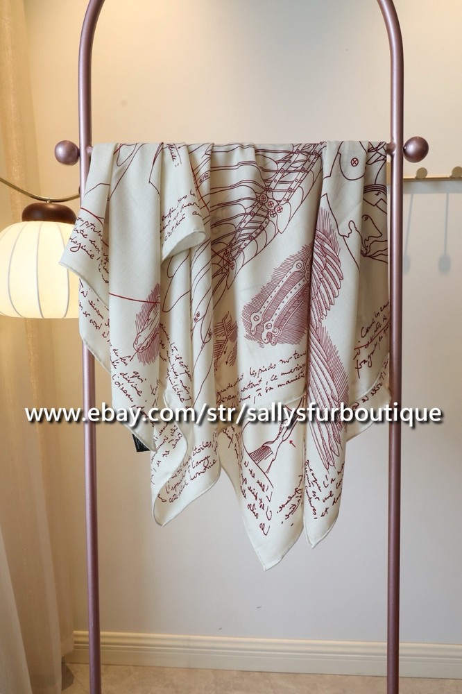 Sallys 70% Cashmere & 30% Silk Stole Fly Horse Print Double Face Scarf Shawl 53