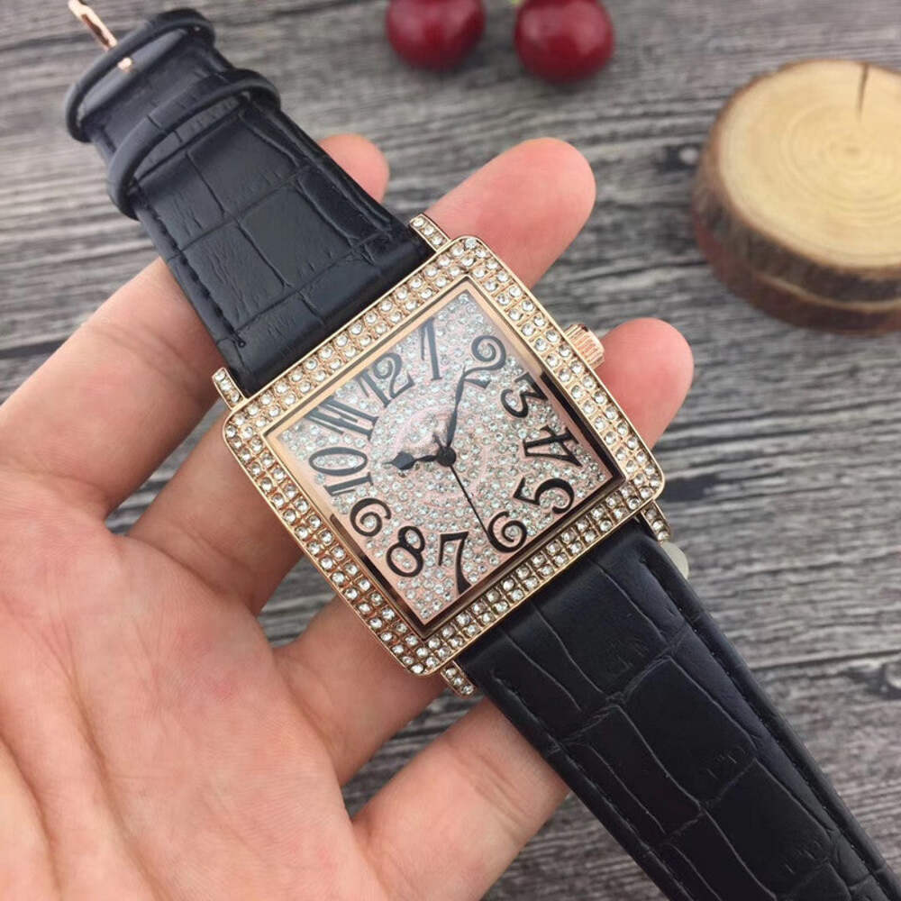 Square Quartz Watch with Rhinestone Detail for Men