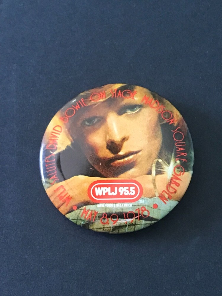 DAVID BOWIE WPLJ 95.5 MADISON SQUARE GARDEN CONCERT PIN 3/8-9/78 2.25 x 2.25”