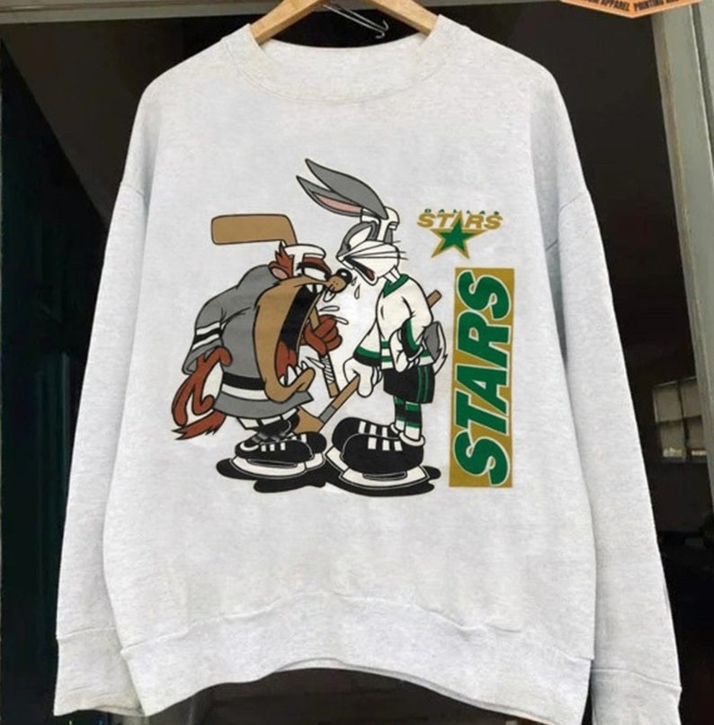 Dallas Stars Hockey reprinted ash crewneck sweatshirt QT5356