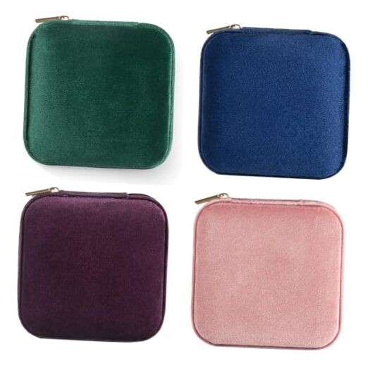 Plush Velvet Travel Jewelry Organizer Case for Safe Storage On The Go
