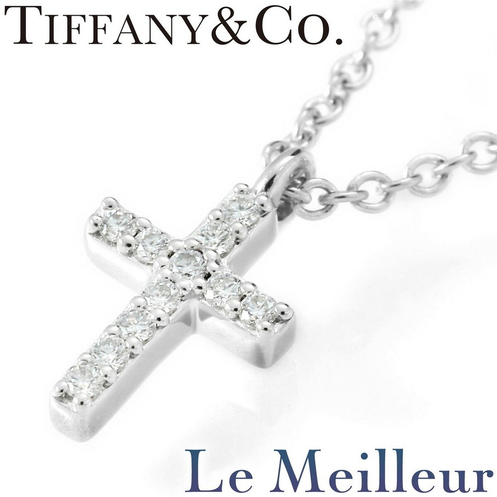 Tiffany Metro Cross Necklace with Diamonds in 18K Gold Pre-Owned Luxury Jewelry
