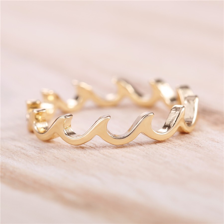 14K Yellow Gold Plated Thin Band For Christmas Gift Gorgeous Promise Ring to Her