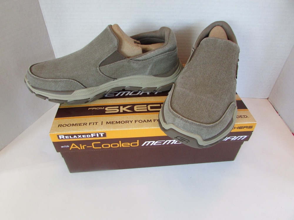 Skechers Vintage Washed Mens Shoes 9.5 Memory Foam Falston Taupe Relaxed Fit New