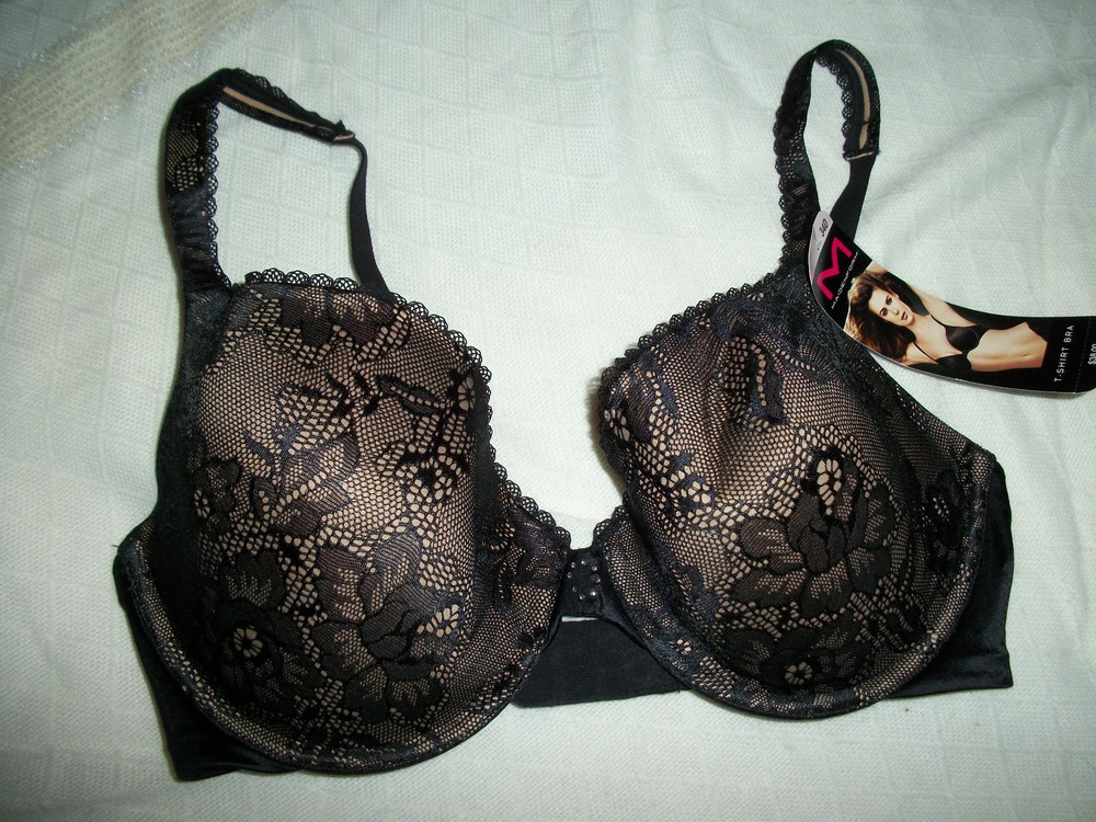 MAIDENFORM UNDERWIRE T-SHIRT BRA SIZE 34D STYLE 09473  BLACK LACE CONVERTIBLE