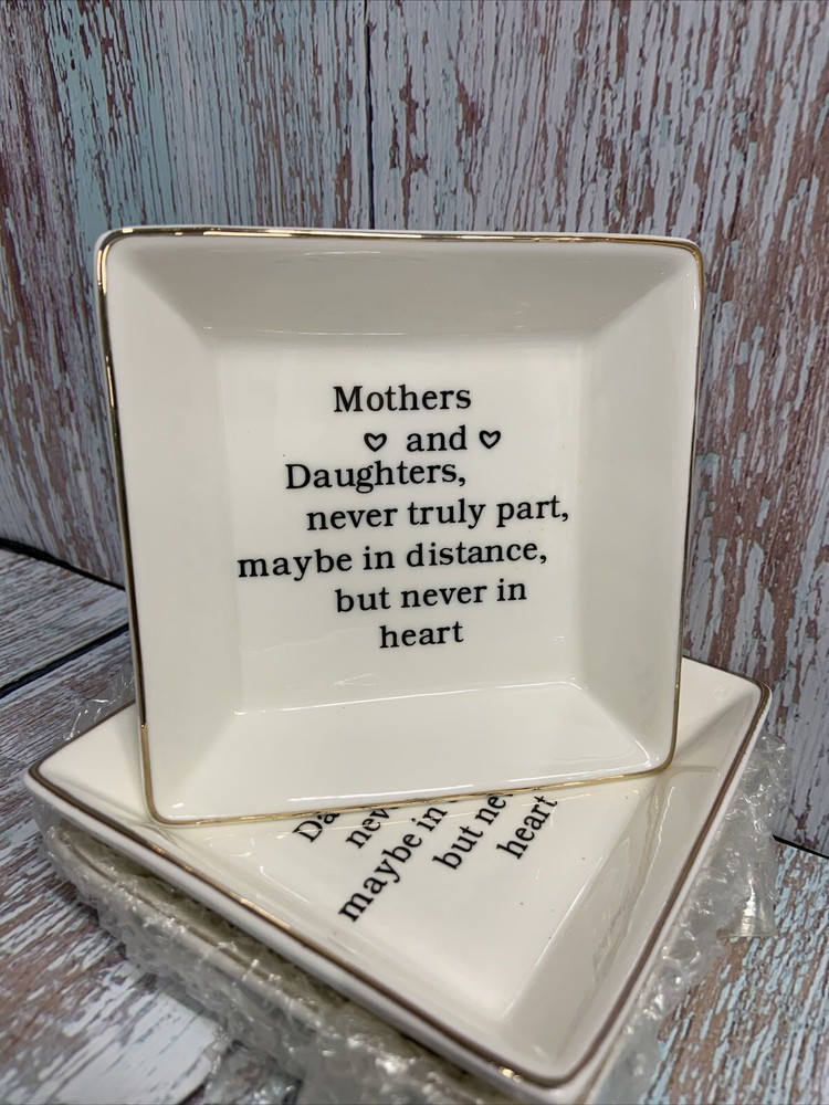 Mothers Day Gift for Mom from Daughter Ceramic Ring Dish Decorative Jewelry Tray-image
