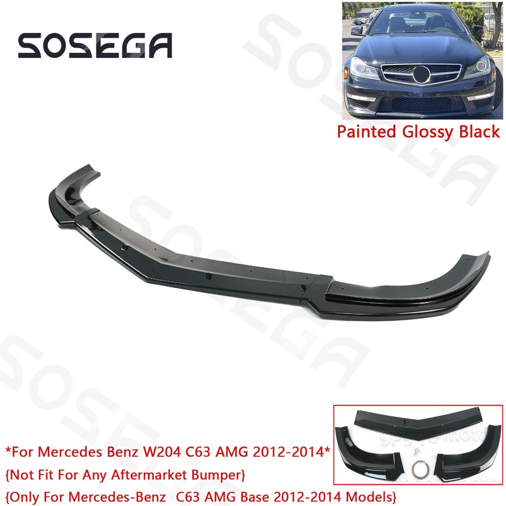 For Mercedes Benz W204 C63 AMG Base2012 2013 2014 Black Front Bumper Lip Spoiler