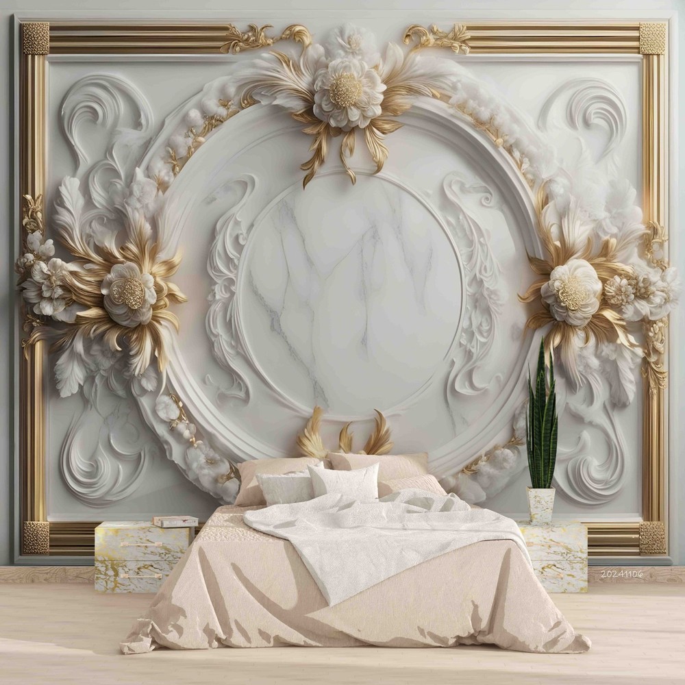 3D Plaster Decoration Flowers Wall Murals Wallpaper Murals Wall Sticker