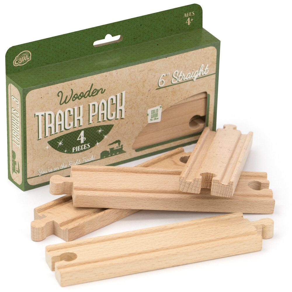 6ft Straight Wooden Train Tracks 4-Pack TCON-04 for Kids