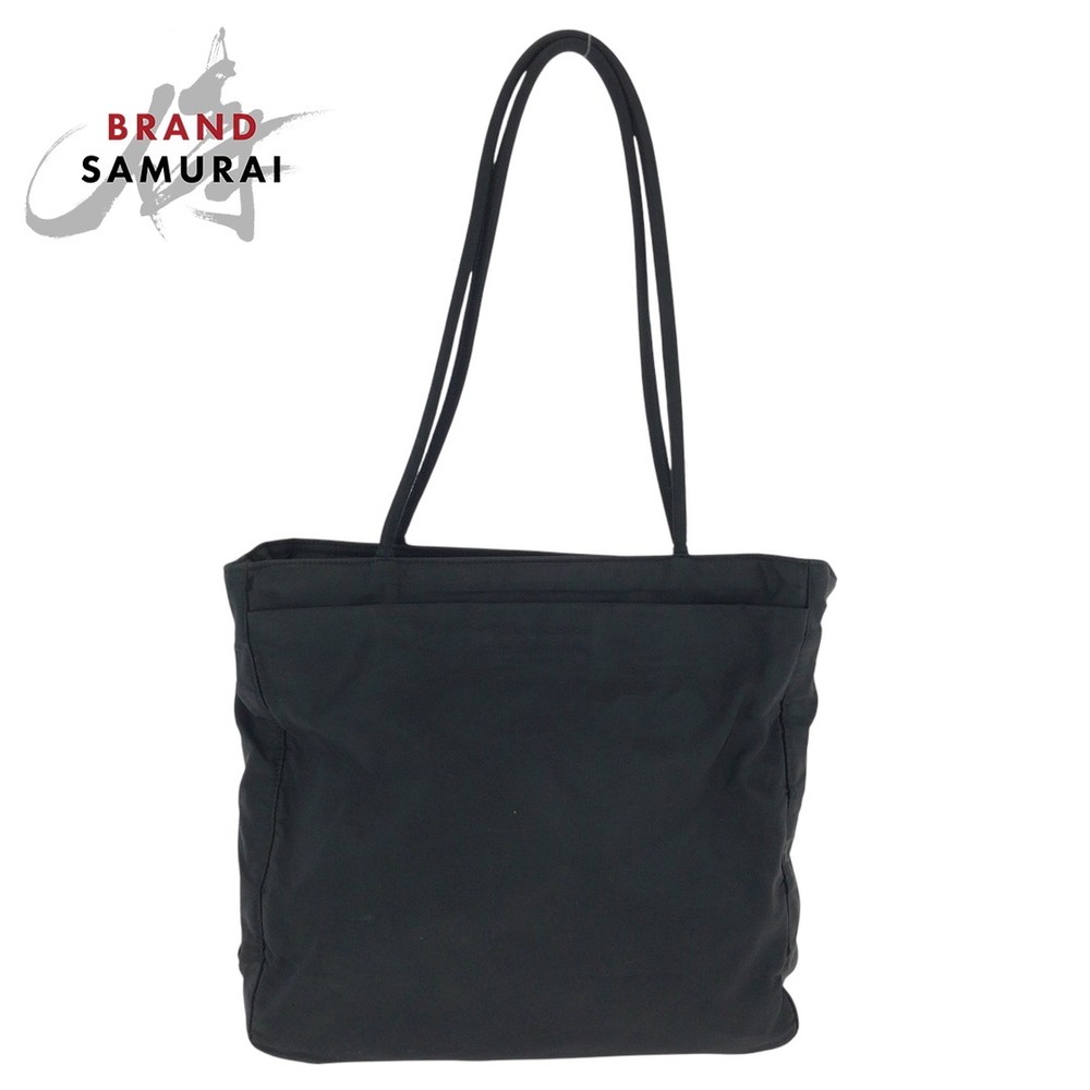 RARE PRADA Tessuto Black Nylon Tote with Silver Hardware Shoulder Bag