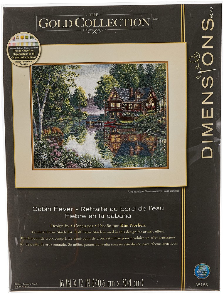 Gold Collection Counted Cross Stitch Kit, Cabin Fever, 18 Count Ivory Aida, 1...