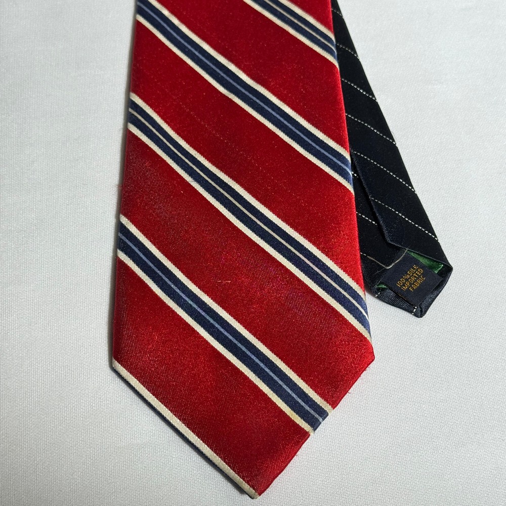 Tommy Hilfiger red and blue striped necktie made in USA