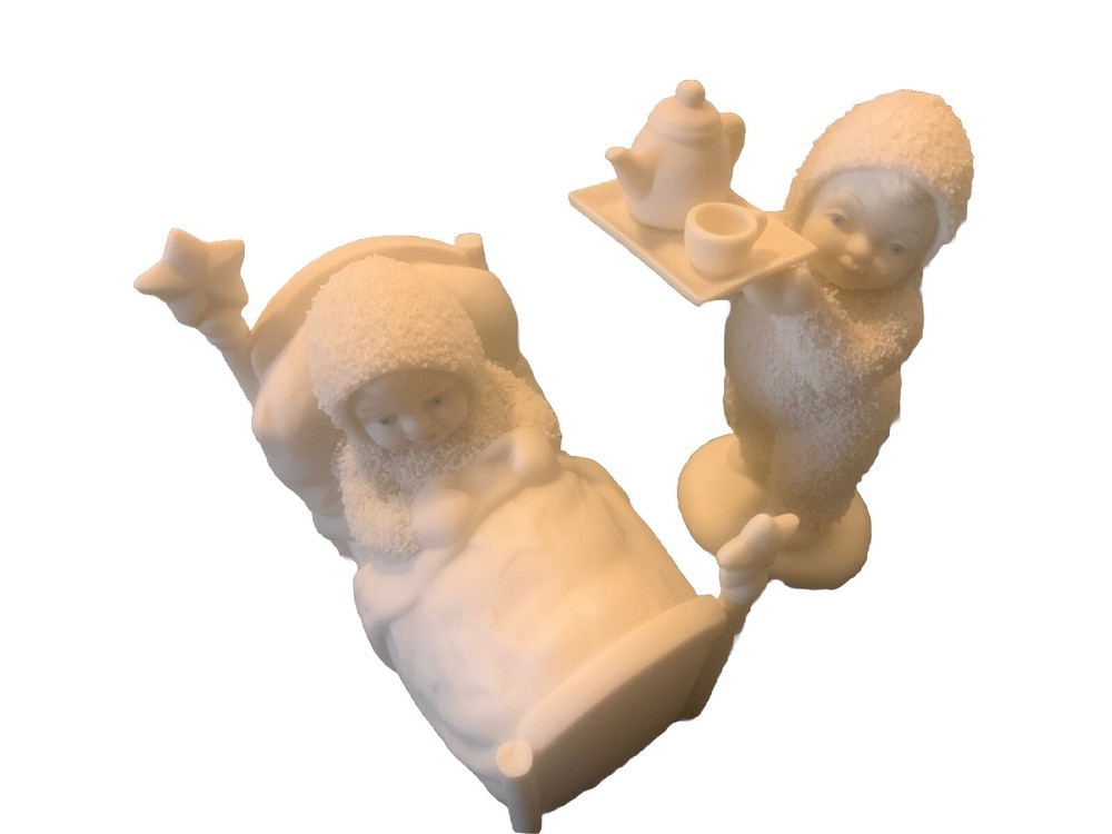 Dept 56 Snowbabies “Breakfast in Bed” Set of 2 #69072 READ CONDITION
