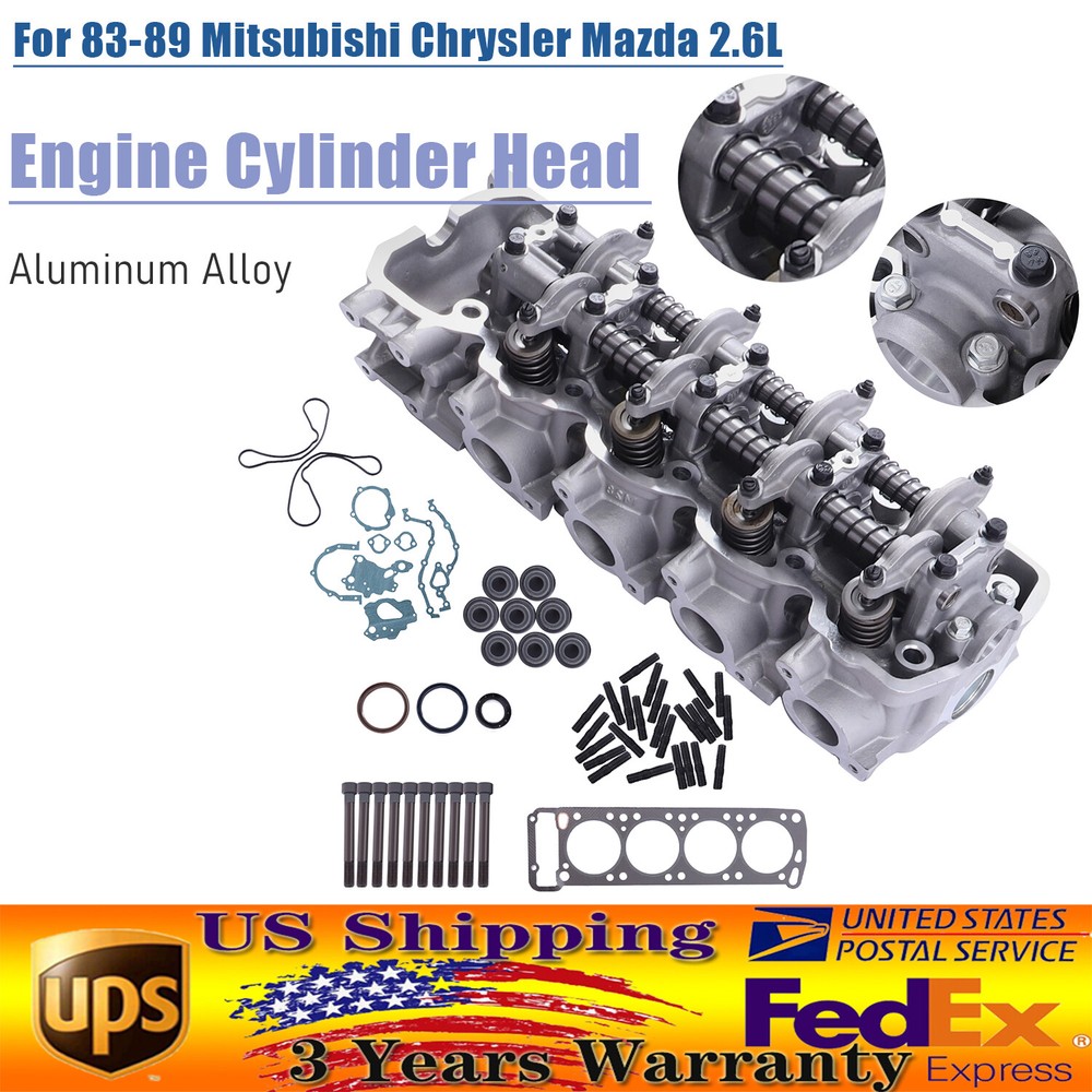Complete Cylinder Head & Bolts Gaskets for 83-89 Mitsubishi Chrysler Mazda 2.6L