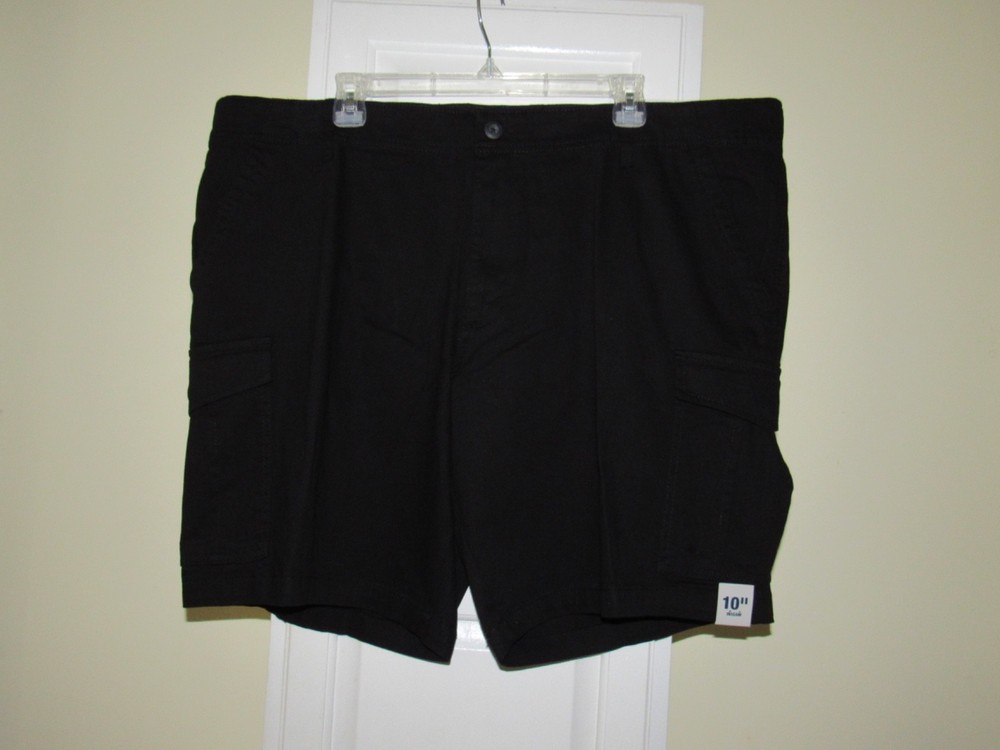 NEW George Black Flat Front Cargo At The Knee Shorts Mens Size 42 Inseam 10