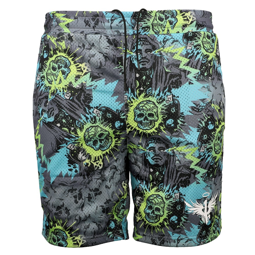 PUMA Melo Blue Hive Graphic Shorts Mens Blue, Green, Grey Casual Athletic Bottom