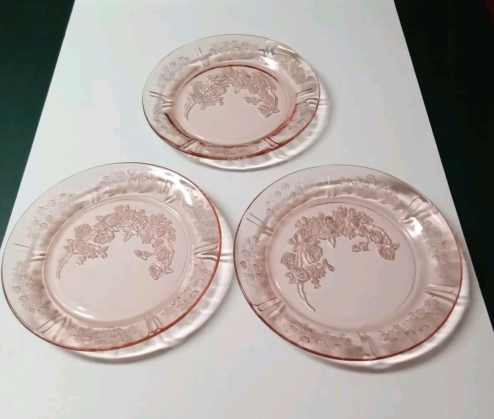 VTG Federal Pink Sharon Cabbage Rose Depression Glass 9