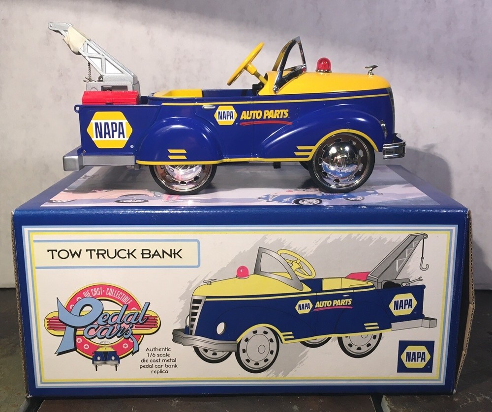 Napa Auto Parts Ltd Ed 1/6 Scale Die Cast Metal Pedal Car Gendron Tow Truck Bank