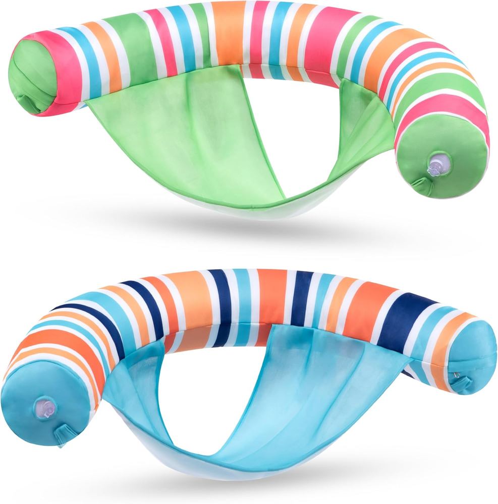 2-Pack Striped Inflatable Pool Noodle Chairs for Adults