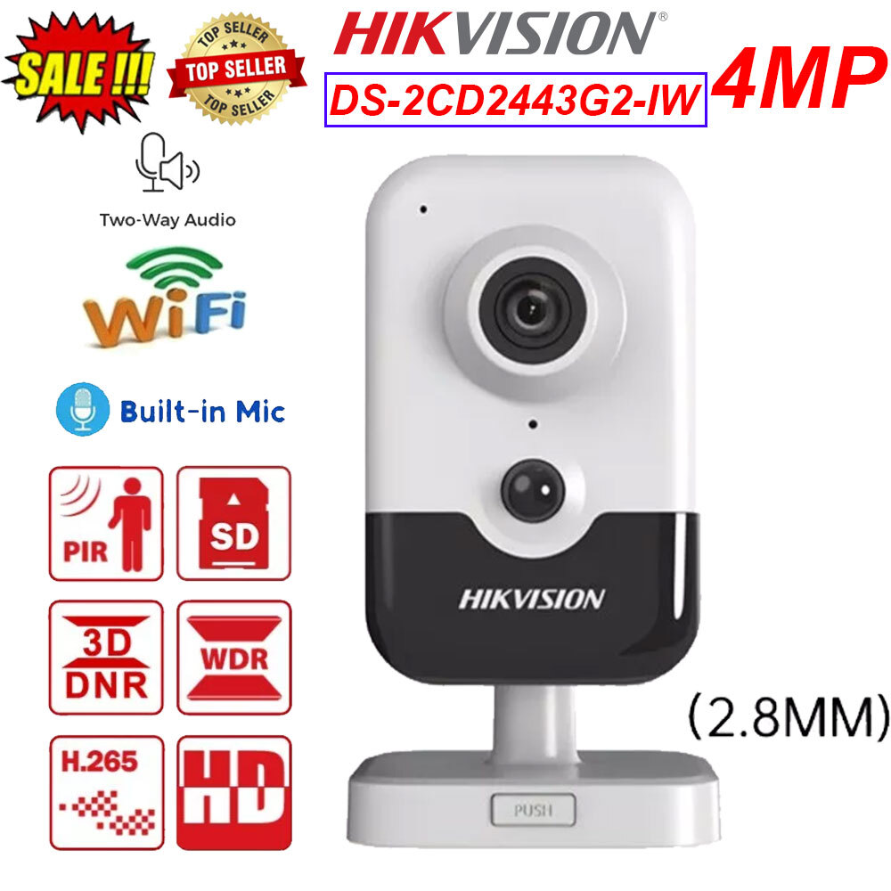 HIkvision OEM DS-2CD2443G2-IW 4MP AcuSense IP Cube Camera 2-way Audio PoE WiFi