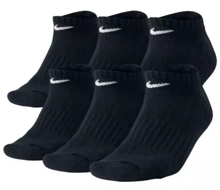 Nike Everyday Cushion No Show Socks 6 Pack Mens Size L 8-12 Black NEW