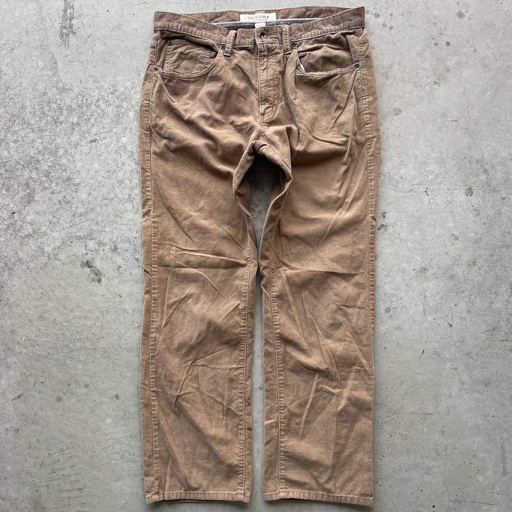 Sonoma Life+Style Brown Khaki Corduroy Mens Pants 34x30 Cotton