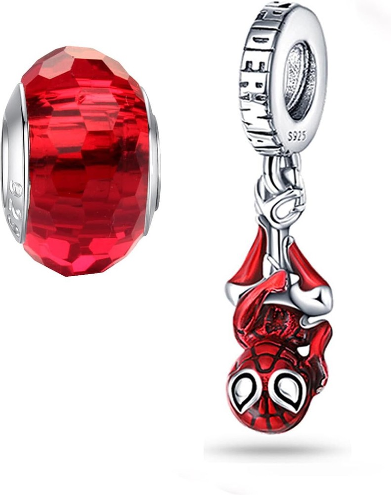 925 Sterling Silver Marvel Spider-Man Dangle Charm Bracelet, Perfect Gift for Her or Birthday Present