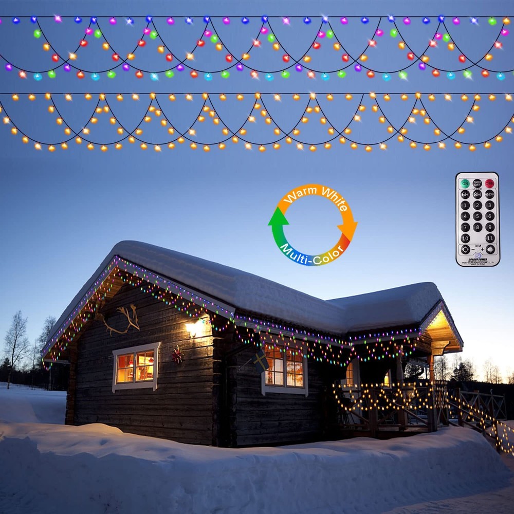 LED Christmas Lights Outdoor, 34Ft 380 LEDs Christmas Half-Round String Light...