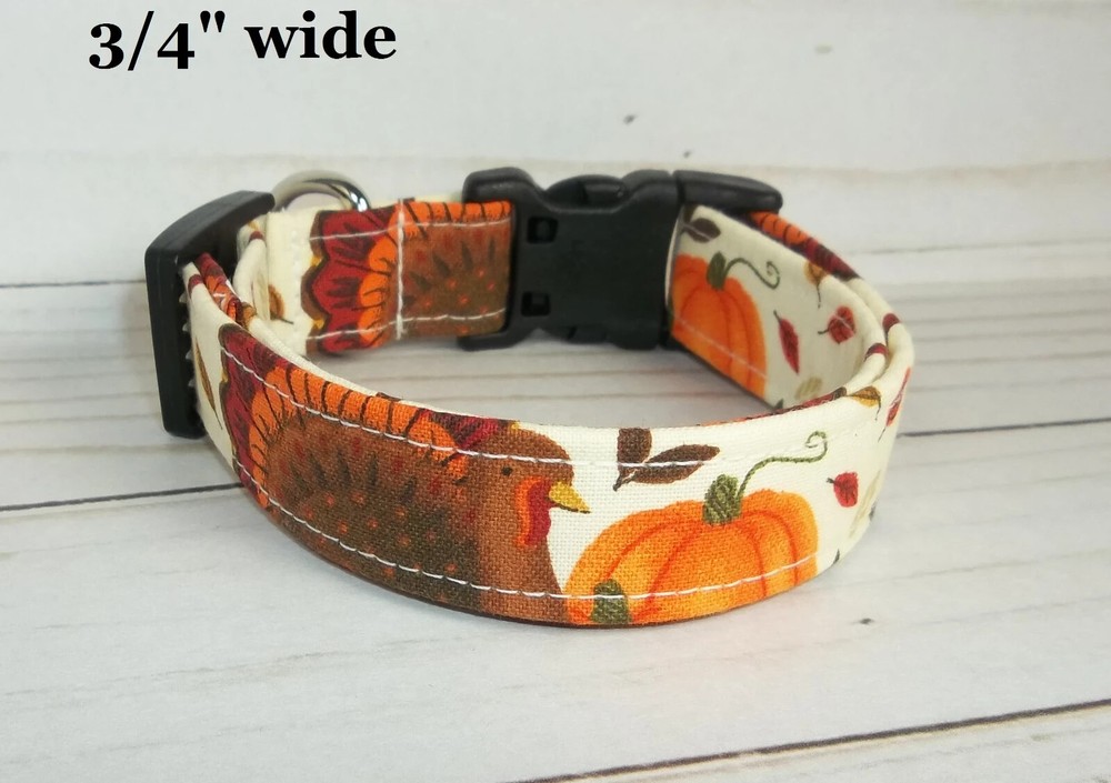 Thanksgiving Turkey Pumpkin Terri's Dog Collar handmade adjustable boy girl