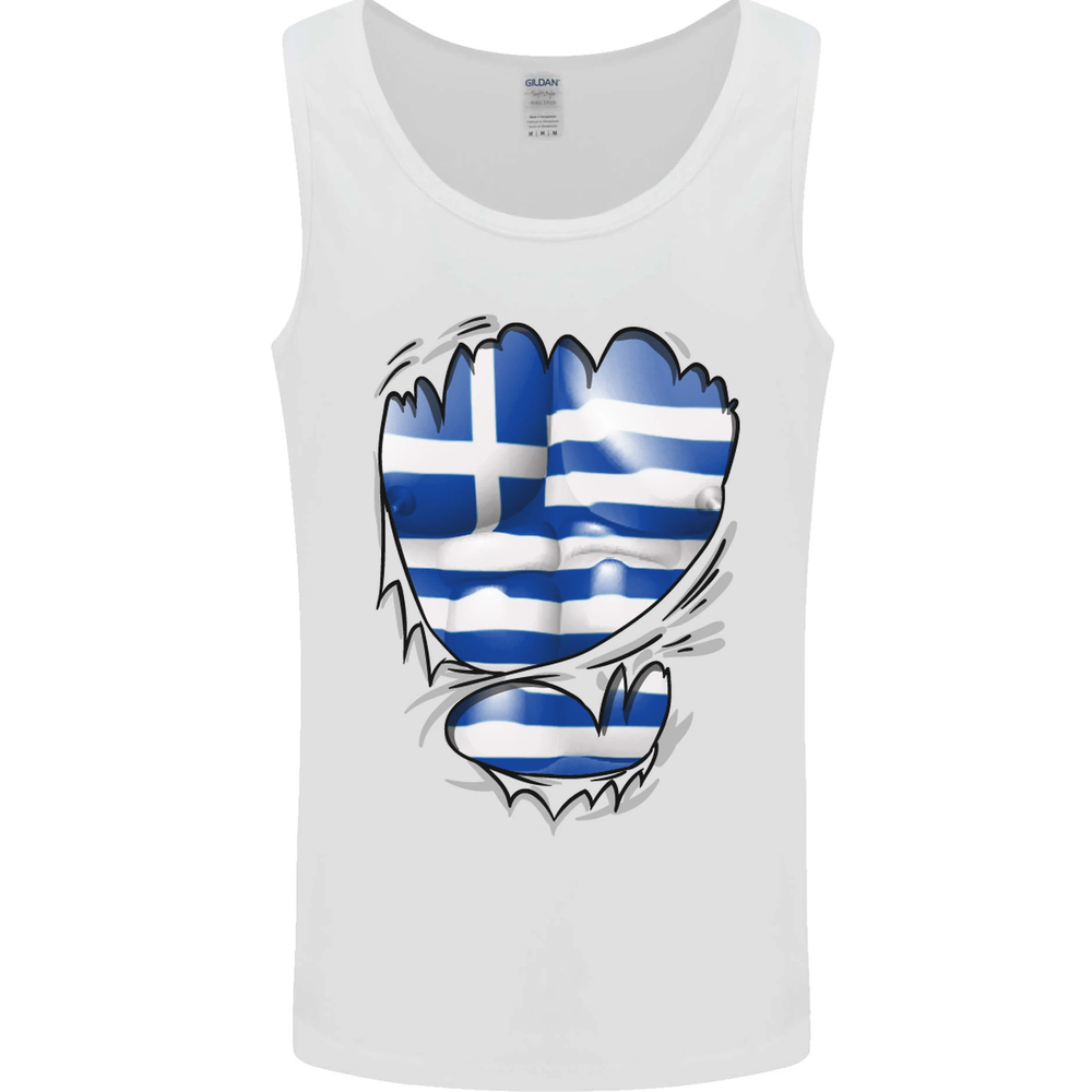 Gym The Greek Flag Ripped Muscles Greece Mens Vest Tank Top