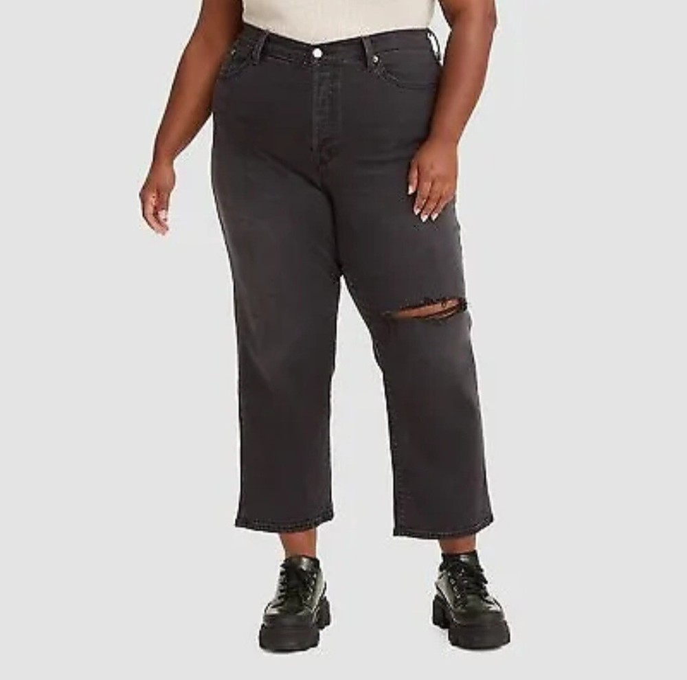 Levis Wedgie Straight Cropped High Rise Women's Size 20WJeans Charcoal New