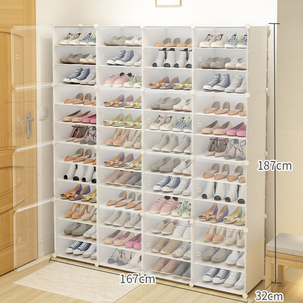 12-Tier Shoe Rack Organizer Holds 96 Pairs Space-Saving Closet Cabinet