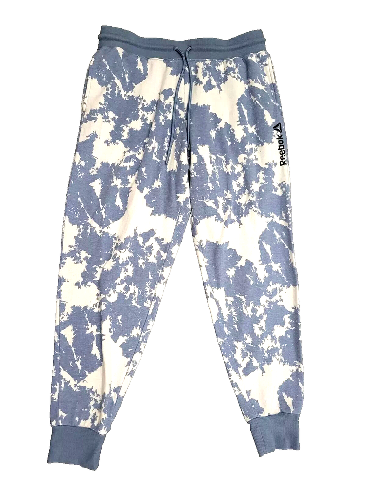 REEBOK WOMEN'S SWEATPANTS ONLY LOUNGEWEAR JOG LONG PANTS BLUE DENIM TIE DYE 3X