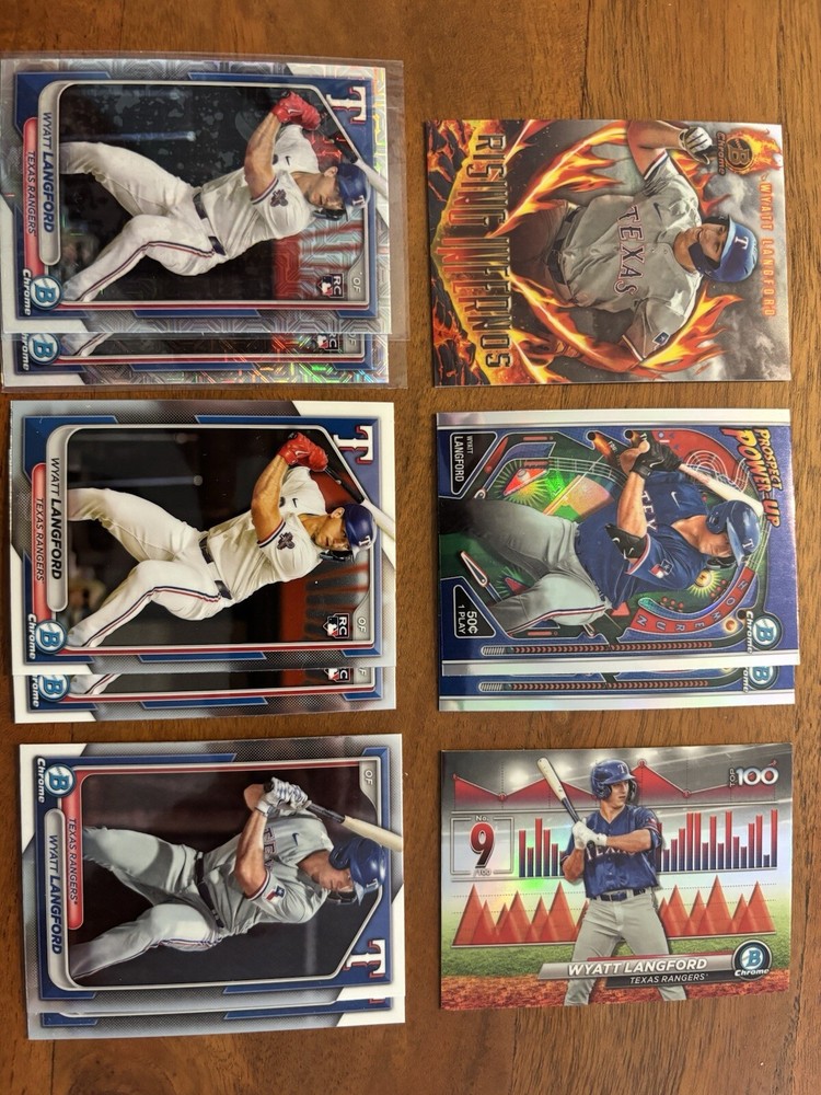 Wyatt Langford 2024 Bowman Chrome Lot (10 cards)