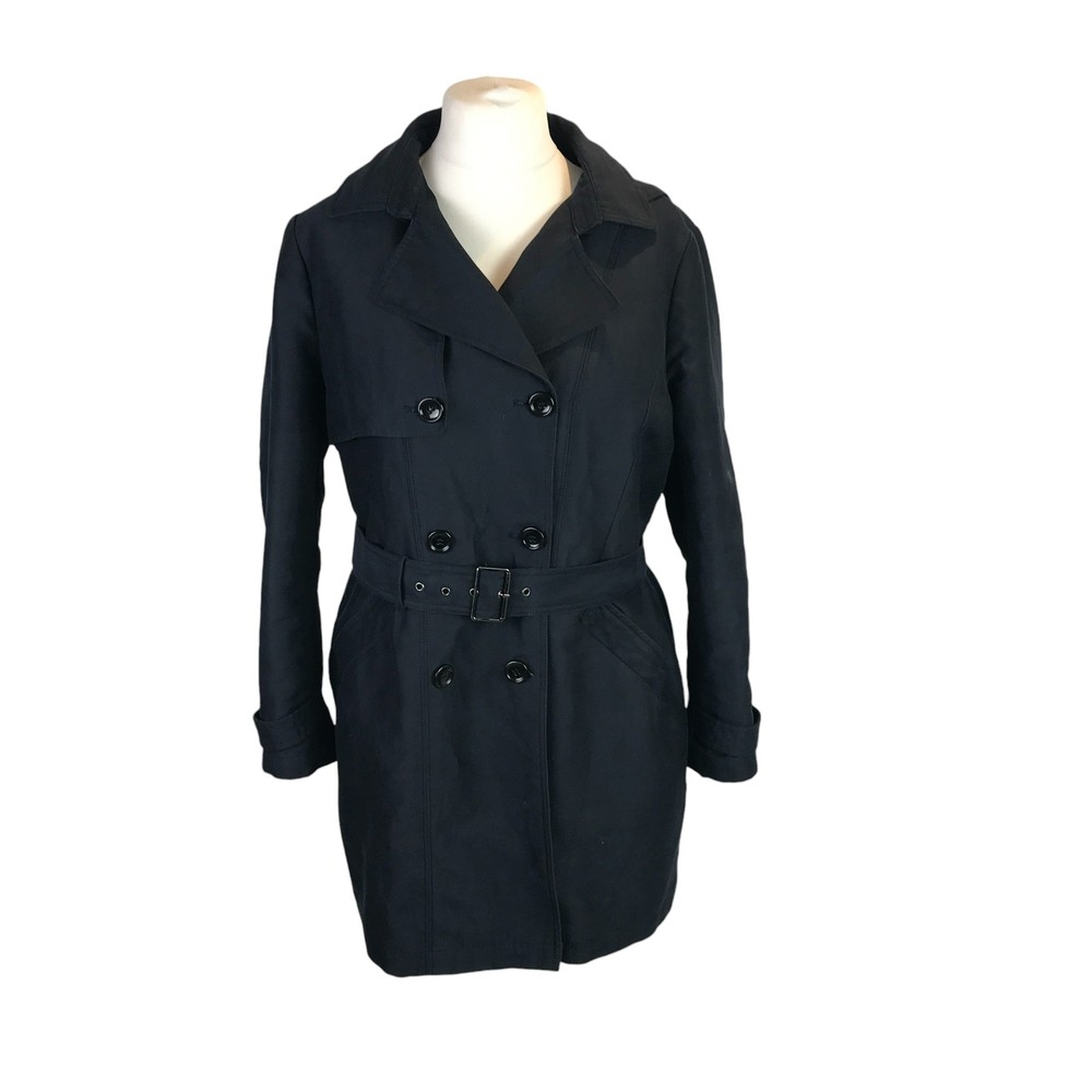 Phase Eight Navy Double Breasted Belted Trench Coat Jacket Size 18