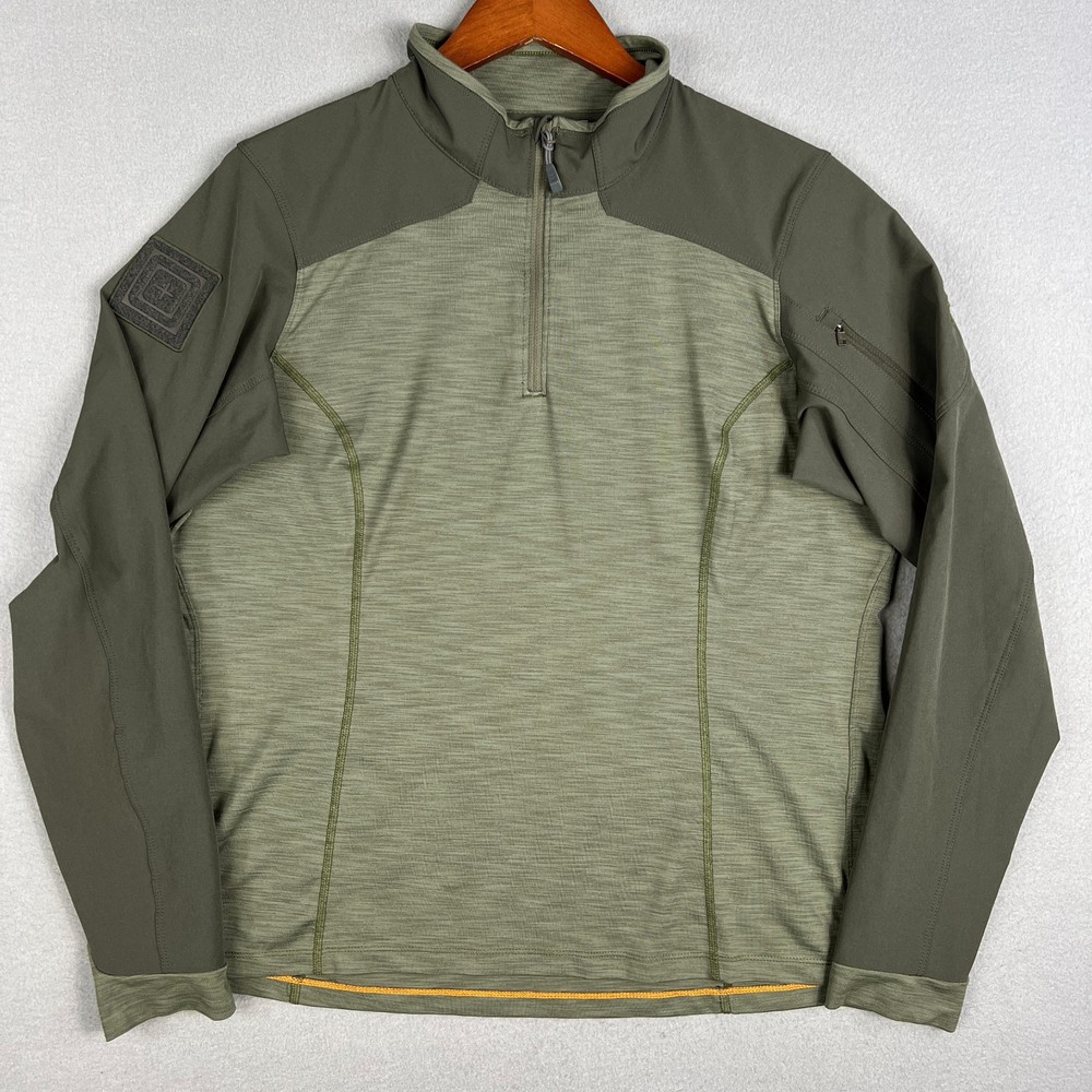5.11 Tactical 1/4 Zip Mens XL Green Tactical Quarter Zip Pullover Sleeve Pocket
