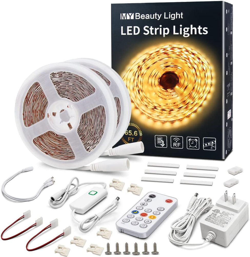 LED Strip Lights Warm White,65.6Ft Dimmable LED Light Strip with RF Remote,1200