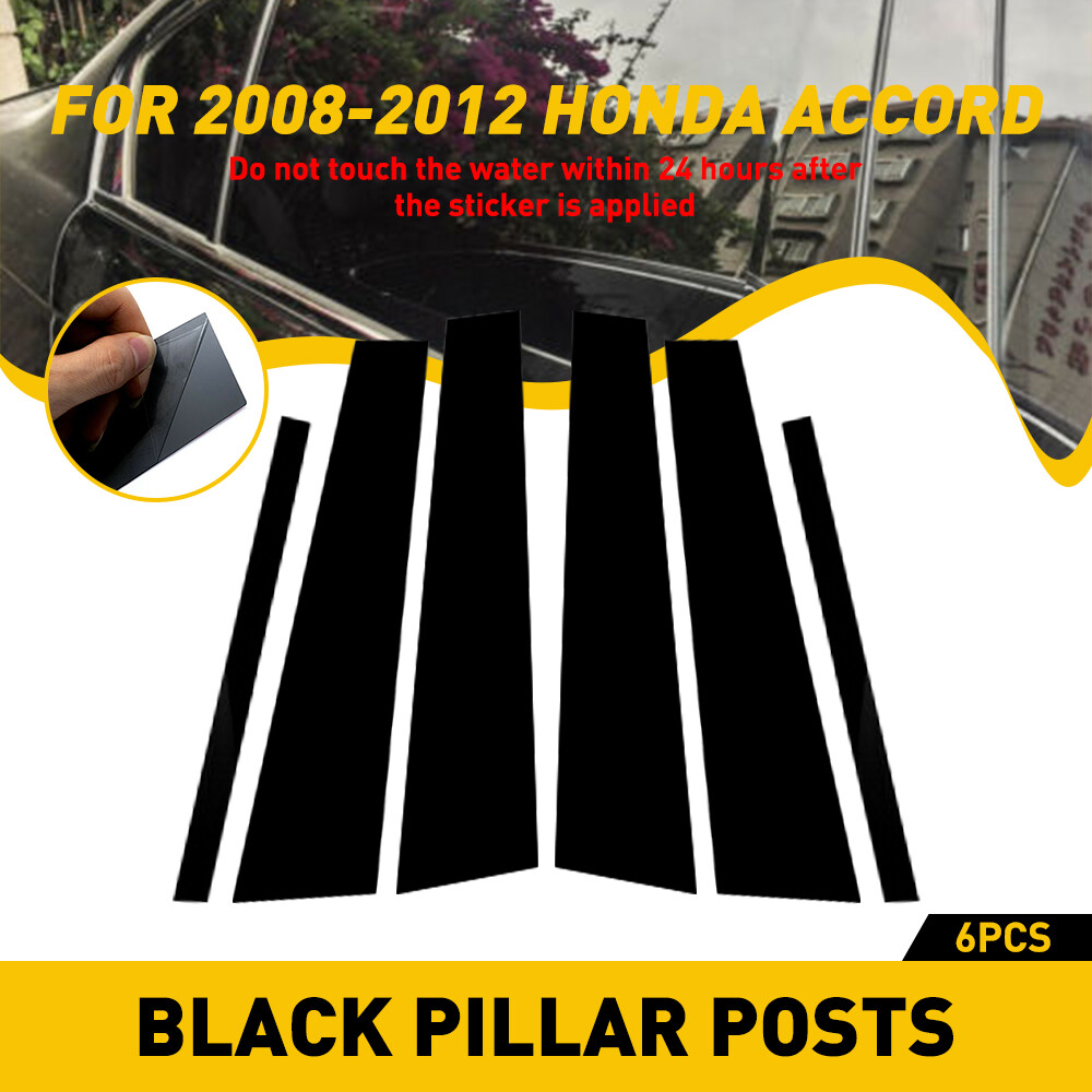 Black Pillar Posts For Honda Accord 2008-2012 6pcs Cover Door Trim Window Decal