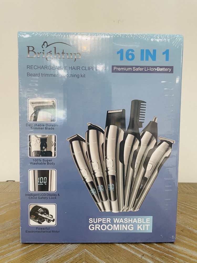 16-in-1 Rechargeable Hair Clipper & Beard Trimmer Grooming Kit by Brightup