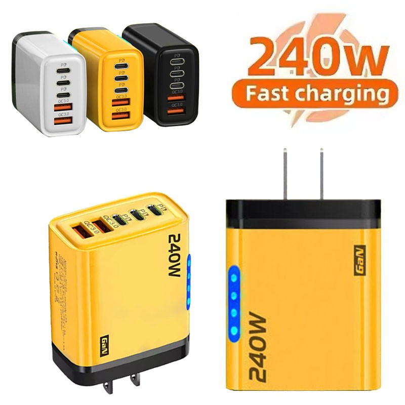 240W 5-Port USB-C Fast Charger for Samsung iPhone Android Phones