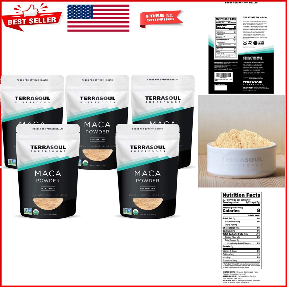 Organic Gelatinized Maca Powder 5lbs - Boost Energy & Digestion Naturally