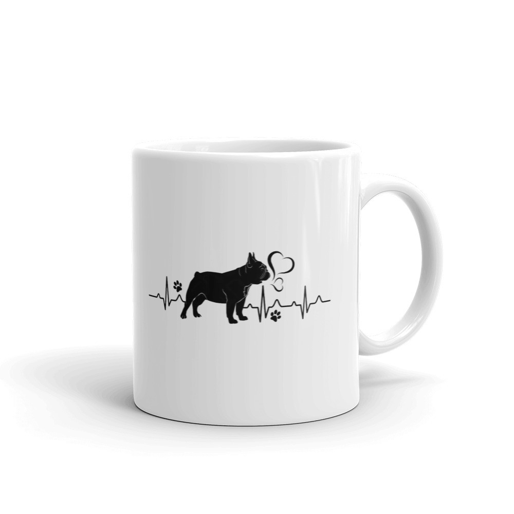 French Bulldog Heartbeat Coffee Tea Ceramic Mug Office Work Cup Gift