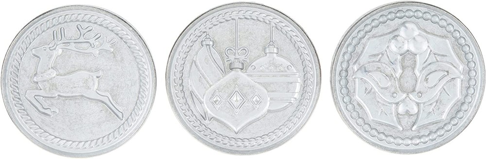 01236 Yultide 3-inch Silver Grey Cast Cookie Stamps for Festive Baking