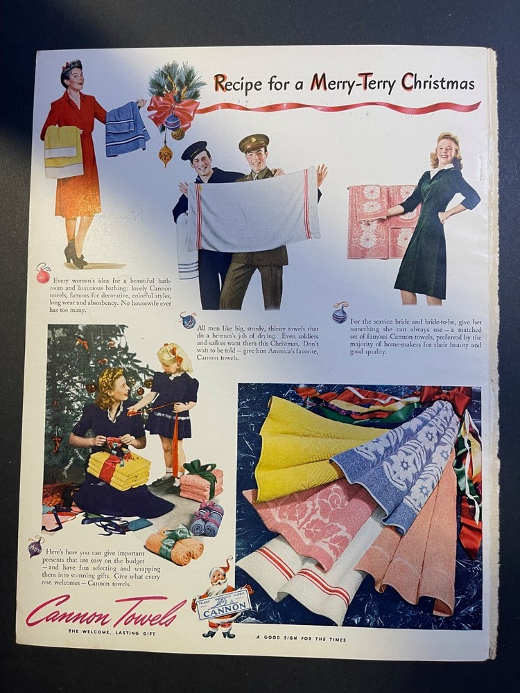 Vintage Magazine Advertisement 1942 Cannon Towels Recipe For A Merry Christmas