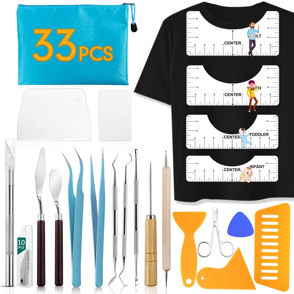 33pcs Vinyl Weeding Tools with T-Shirt Ruler Guide,Craft Tools Set for DIY He...