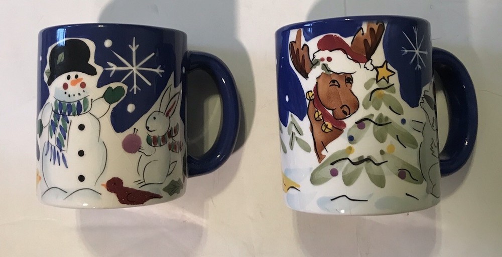 Harry and David 14 Oz Ceramic Christmas Mugs Holiday Set