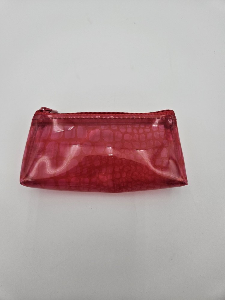 Translucent Red Vinyl Makeup Bag or Coin Purse 5.5 x 3 Inches  