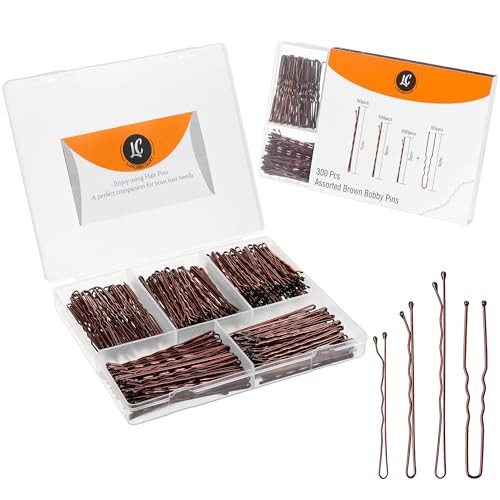 300-Pack Brown Bobby Pins Set – 3 Sizes Large & Small Hair Pins for All Hair Types