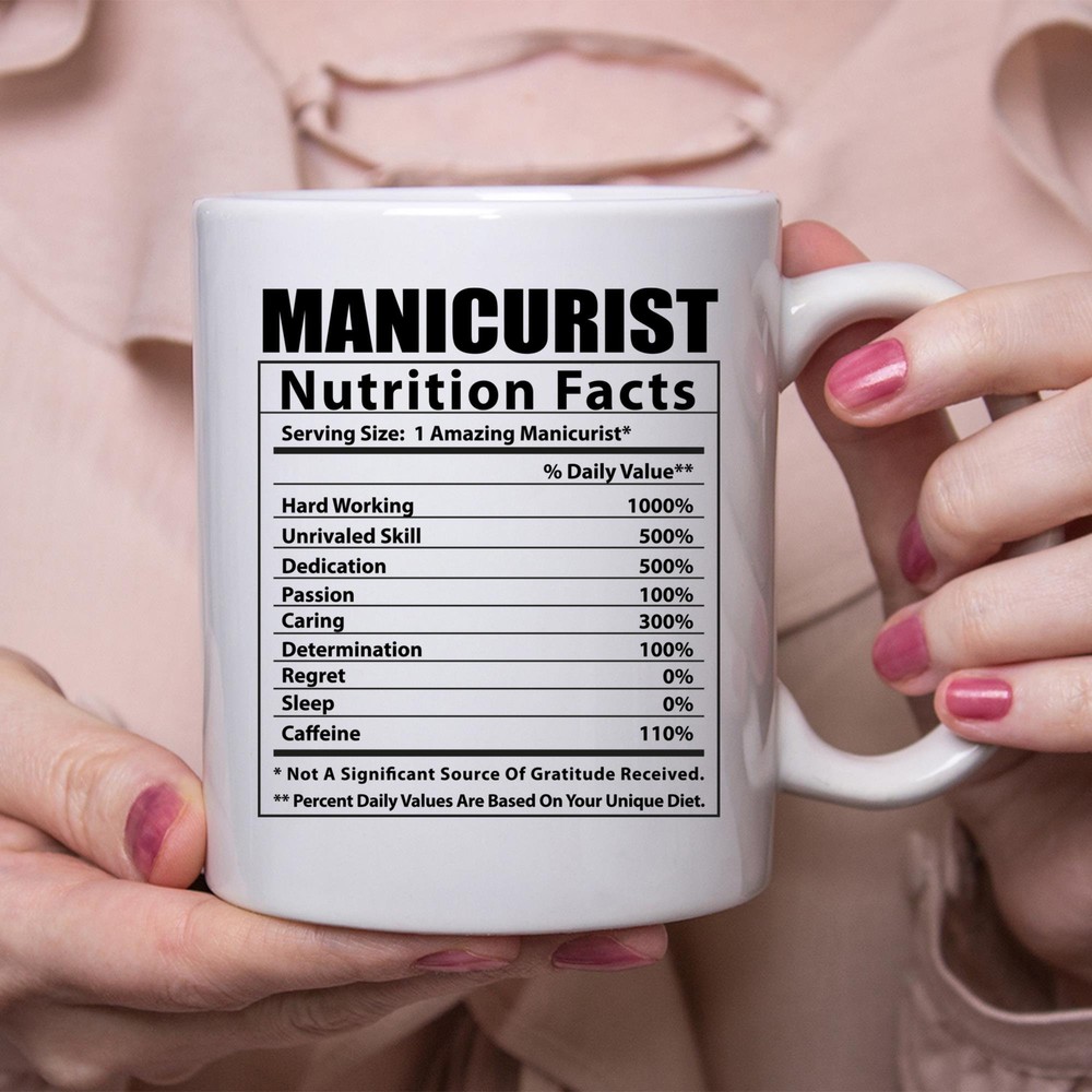Funny Manicurist Nutritional Facts White Coffee Mug